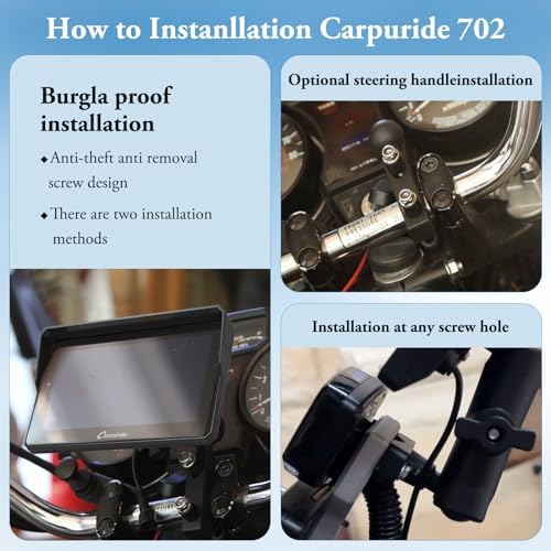 Carpuride W502 Motorcycle GPS Wireless Portable Carplay/Android Auto Waterproof Car Stereo  5 IPS Touch Screen with Dual Bluetooth  Navigation/Siri/G00gle Assistant for Motorbike