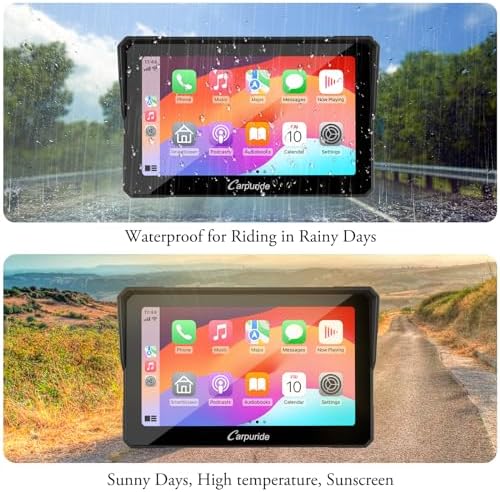 Carpuride W502 Motorcycle GPS Wireless Portable Carplay/Android Auto Waterproof Car Stereo  5 IPS Touch Screen with Dual Bluetooth  Navigation/Siri/G00gle Assistant for Motorbike