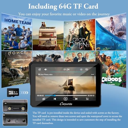 Carpuride W502 Motorcycle GPS Wireless Portable Carplay/Android Auto Waterproof Car Stereo  5 IPS Touch Screen with Dual Bluetooth  Navigation/Siri/G00gle Assistant for Motorbike