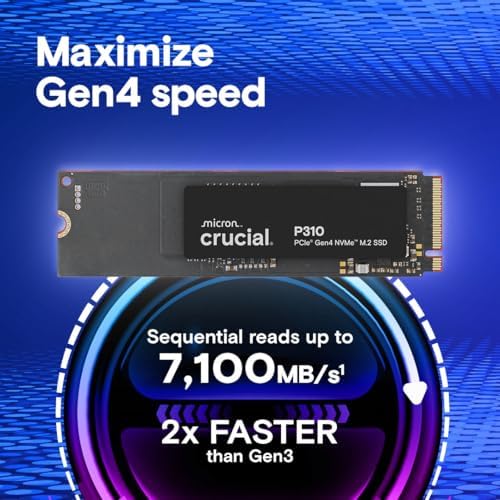 Crucial P310 1TB SSD  PCIe Gen4 NVMe M 2 2280  Up to 7 100MB/s  for Laptop  Desktop  PC   & Handheld Gaming Consoles  Includes Acronis Data Recovery Software  Solid State Drive   CT1000P310SSD801