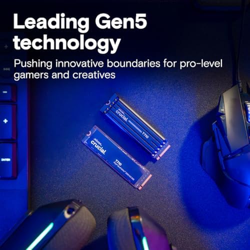 Crucial T710 PCIe Gen5 NVMe 2TB SSD  Up to 14 900 MB/s  Laptop & Desktop Compatible  PC   for Creatives and Hardcore Gamers  Solid State Drive  Includes 1Mo Adobe CC   CT2000T710SSD8 01