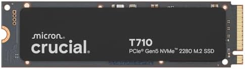 Crucial T710 PCIe Gen5 NVMe 1TB SSD  Up to 14 900 MB/s  Laptop & Desktop Compatible  PC   for Creatives and Hardcore Gamers  Solid State Drive  Includes 1Mo Adobe CC   CT1000T710SSD8 01