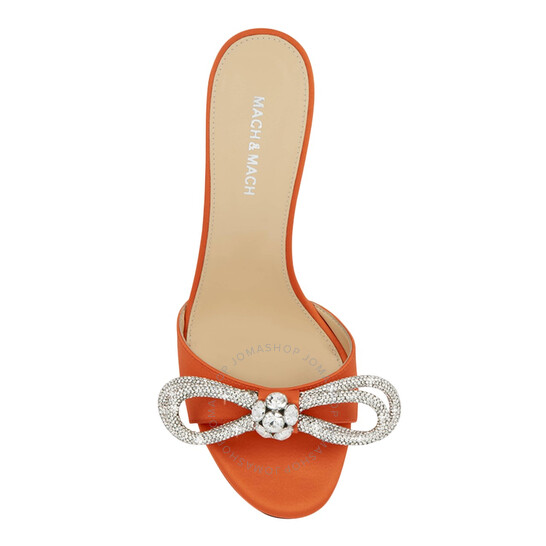 Crystal Embellished Bow 95mm Satin Mules  Brand Size 37   US Size 7  