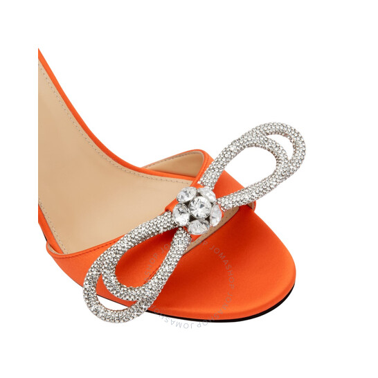 Crystal Embellished Bow 95mm Satin Mules  Brand Size 37   US Size 7  