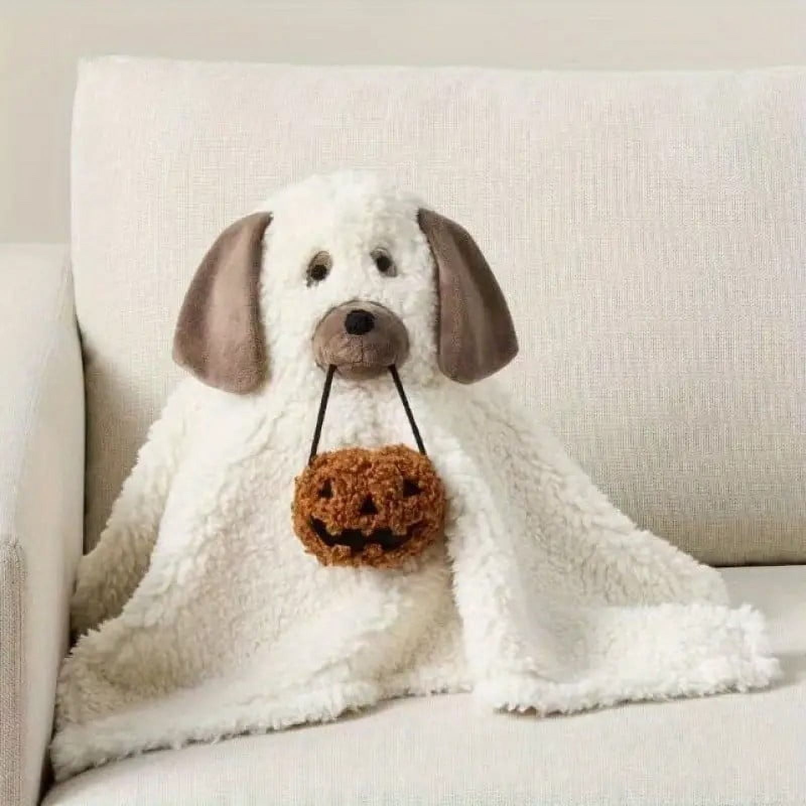 Cute Dog & Bat Halloween Decorative Pillow   Soft  No Power Home Accent for Festive Atmosphere