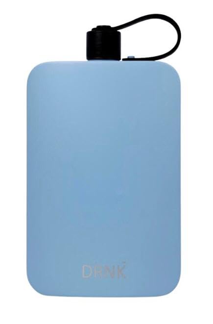 DRNK Steel   Flat Water Bottle as Seen on Shark Tank   Workplace Hydration  Travel  Hiking  and Gym   Leak Proof   Non Toxic   BPA Free   17oz  500ml   Azure