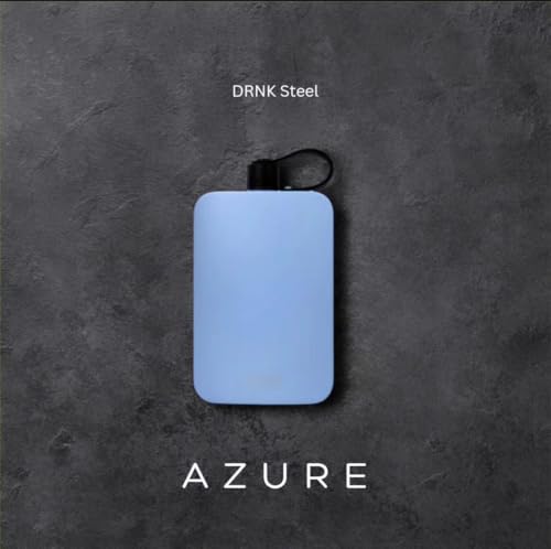 DRNK Steel   Flat Water Bottle as Seen on Shark Tank   Workplace Hydration  Travel  Hiking  and Gym   Leak Proof   Non Toxic   BPA Free   17oz  500ml   Azure