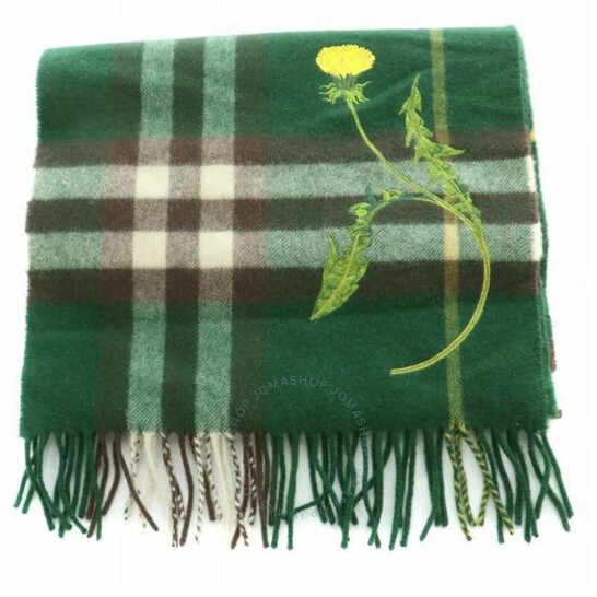 Dandelion Embroidered Check Cashmere Scarf