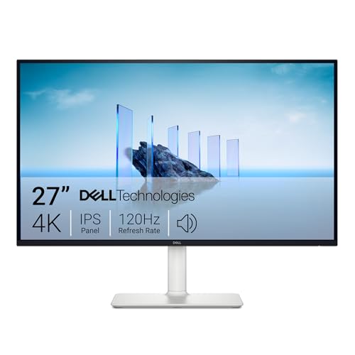 Dell 27 Plus 4K Monitor   S2725QS   27 inch 4K  3840 x 2160  120Hz 16 9 Display  IPS Panel  AMD FreeSync Premium  sRGB 99   Integrated Speakers  1500 1 Contrast Ratio  Comfortview Plus   Ash White