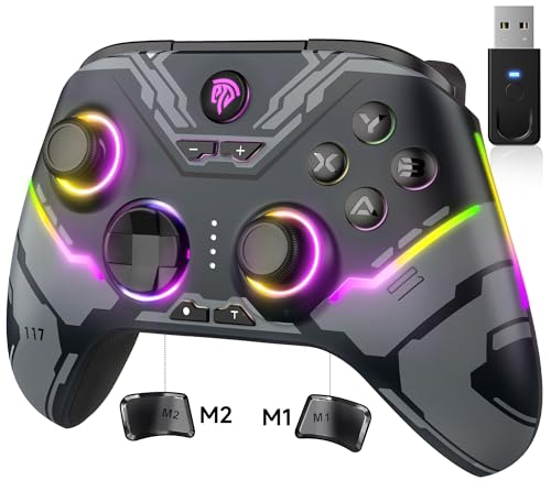 EasySMX X15 PC Controller   Enhanced Wireless Bluetooth Controller with Hall Joysticks/Hall Triggers/RGB Lighting   No Stick Drift  No Dead Zone   Work for Windows PC  Android  Steam and Switch