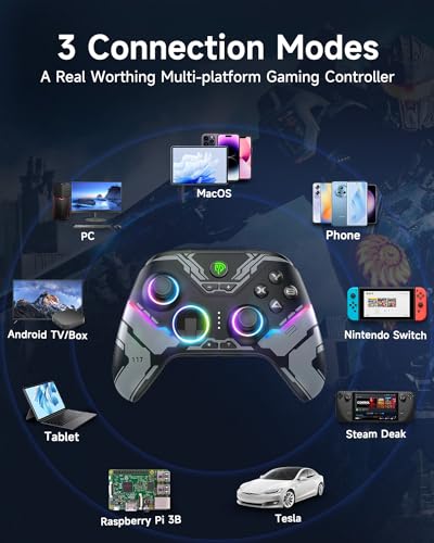 EasySMX X15 PC Controller   Enhanced Wireless Bluetooth Controller with Hall Joysticks/Hall Triggers/RGB Lighting   No Stick Drift  No Dead Zone   Work for Windows PC  Android  Steam and Switch