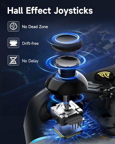 EasySMX X15 PC Controller   Enhanced Wireless Bluetooth Controller with Hall Joysticks/Hall Triggers/RGB Lighting   No Stick Drift  No Dead Zone   Work for Windows PC  Android  Steam and Switch