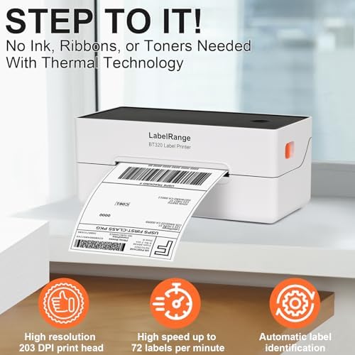 Ecommerce Label Printer 4x6  Thermal Shipping Label Printer  Support Amazon  Ebay  USPS  Pirate Ship  Bluetooth and USB Connection