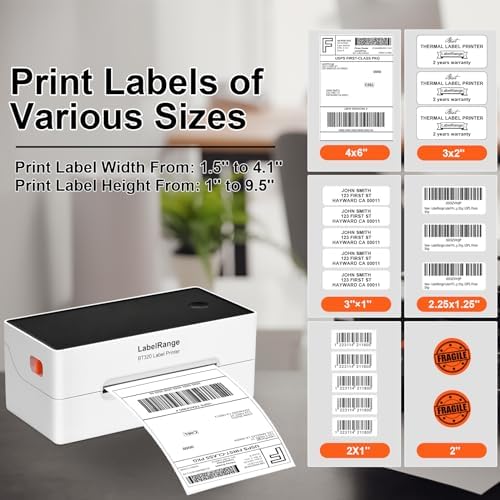 Ecommerce Label Printer 4x6  Thermal Shipping Label Printer  Support Amazon  Ebay  USPS  Pirate Ship  Bluetooth and USB Connection