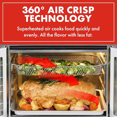 Emeril Lagasse Extra Large French Door Air Fryer Toaster Oven Combo  24 Cooking Functions and Digital Controls  7 Accessories Included  Stainless Steel Finish  26QT Capacity