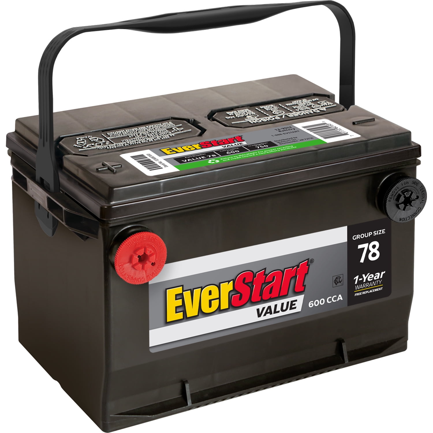 EverStart Value Lead Acid Automotive Battery  Group Size 78 12 Volt  600 CCA