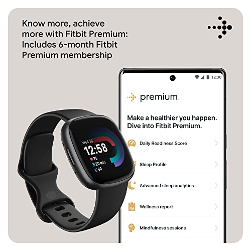 Fitbit Versa 4 Fitness Smartwatch with Daily Readiness  GPS  24/7 Heart Rate  40  Exercise Modes  Sleep Tracking and more  Black/Graphite  One Size  S & L Bands Included 