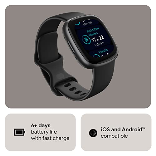 Fitbit Versa 4 Fitness Smartwatch with Daily Readiness  GPS  24/7 Heart Rate  40  Exercise Modes  Sleep Tracking and more  Black/Graphite  One Size  S & L Bands Included 