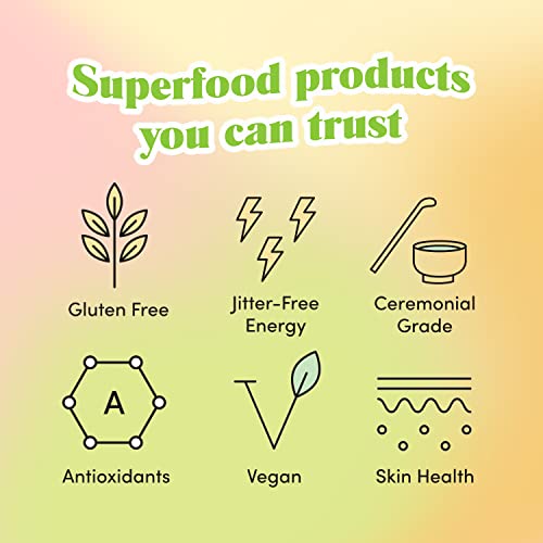 GOLDE   Pure Matcha   Ceremonial Grade Matcha Powder   Organic Green Tea Superfood w/L Theanine   Rich in Antioxidants   Vegan   Gluten Free   60mg Caffeine   Jitter Free Energy   30g Tin