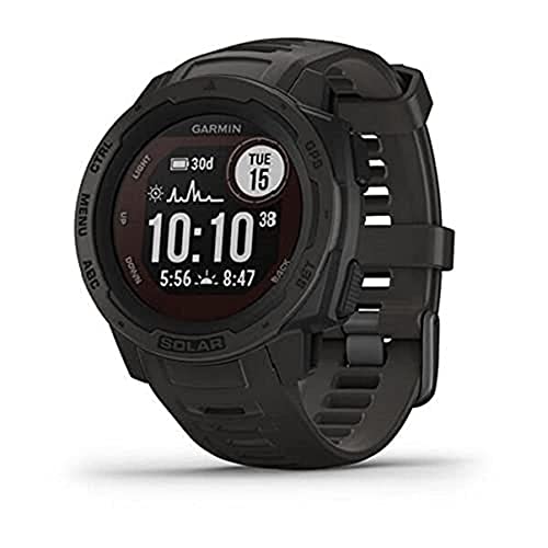 Garmin 010 02293 10 Instinct Solar  Rugged Outdoor Smartwatch with Solar Charging Capabilities  Built in Sports Apps and Health Monitoring  Graphite