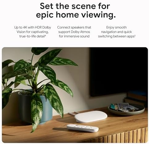 Google TV Streamer 4K   Fast Streaming Entertainment on Your TV with Voice Search Remote   Watch Movies  Shows  Live TV  and Netflix in 4K HDR   Smart Home Control   32 GB of Storage   Porcelain