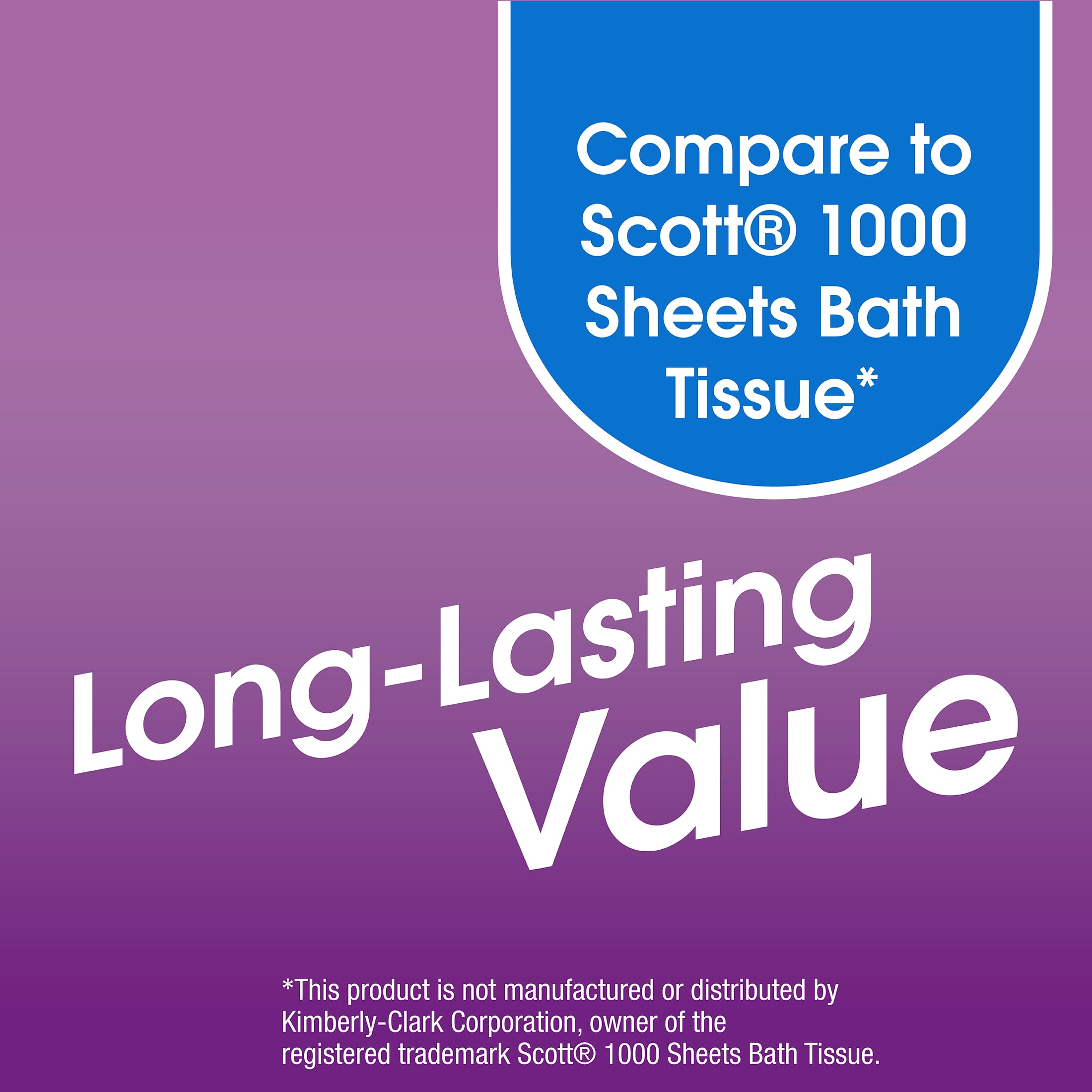 Great Value 1000 Sheets per Roll Toilet Paper  12 Rolls  Compare to Scott  1000 Sheets Bath Tissue