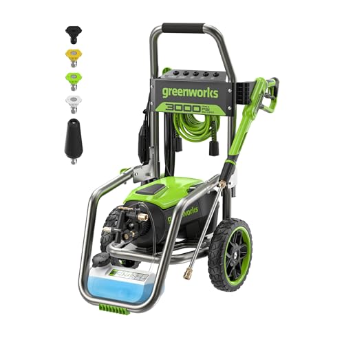 Greenworks Pro Brushless 3000 PSI  CSA Certified  2 0 GPM Max / 1 1 GPM Electric Pressure Washer  Foldable Handles  Rugged Steel Frame  25 FT Hose  35 FT GFCI Power Cord 