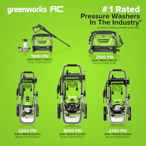 Greenworks Pro Brushless 3000 PSI  CSA Certified  2 0 GPM Max / 1 1 GPM Electric Pressure Washer  Foldable Handles  Rugged Steel Frame  25 FT Hose  35 FT GFCI Power Cord 