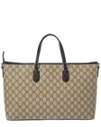Gucci Gg Supreme Canvas & Leather Tote Women s Beige