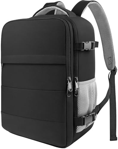 HOTOR Travel Backpack   Flight Approved Travel Bag for Men and Women  Carry on Luggage for 15 6 Laptop and Travel Essentials for Work  Business  Weekender  College 11 8x7 9x17 3  Black 