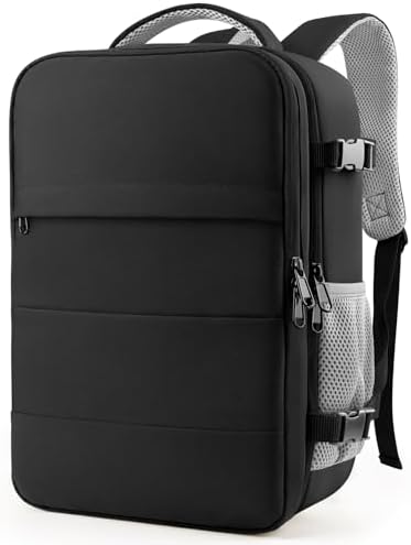 HOTOR Travel Backpack   Flight Approved Travel Bag for Men and Women  Carry on Luggage for 15 6 Laptop and Travel Essentials for Work  Business  Weekender  College 11 8x7 9x17 3  Black 