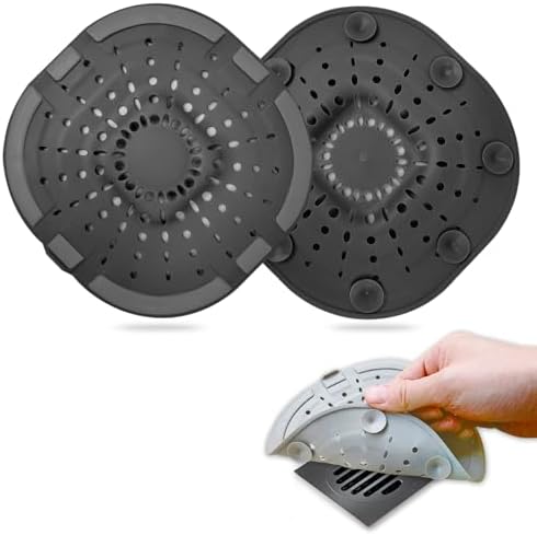Hair Drain Catcher Square Drain Cover for Shower Silicone Hair Stopper with Suction Cup Easy to Install Suit for Bathroom Bathtub Kitchen 2 Pack  Sliver Grey 