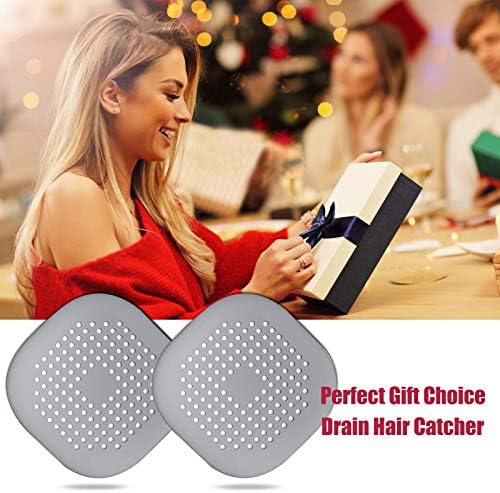Hair Drain Catcher Square Drain Cover for Shower Silicone Hair Stopper with Suction Cup Easy to Install Suit for Bathroom Bathtub Kitchen 2 Pack  Sliver Grey 