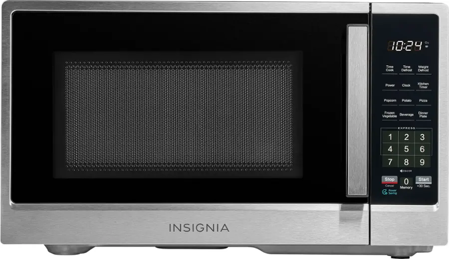 Insignia     9 Cu  Ft  Compact Countertop Microwave   Stainless Steel