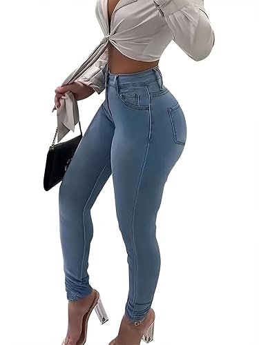 KUNMI Jeans de mujer curvos, tiro alto, stretch, levanta glúteos, tipo colombiano