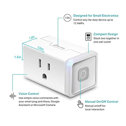 Kasa Smart Plug HS103P4  Smart Home Wi Fi Outlet Works with Alexa  Echo  Google Home & IFTTT  No Hub Required  Remote Control  15 Amp  UL Certified  4 Pack  White