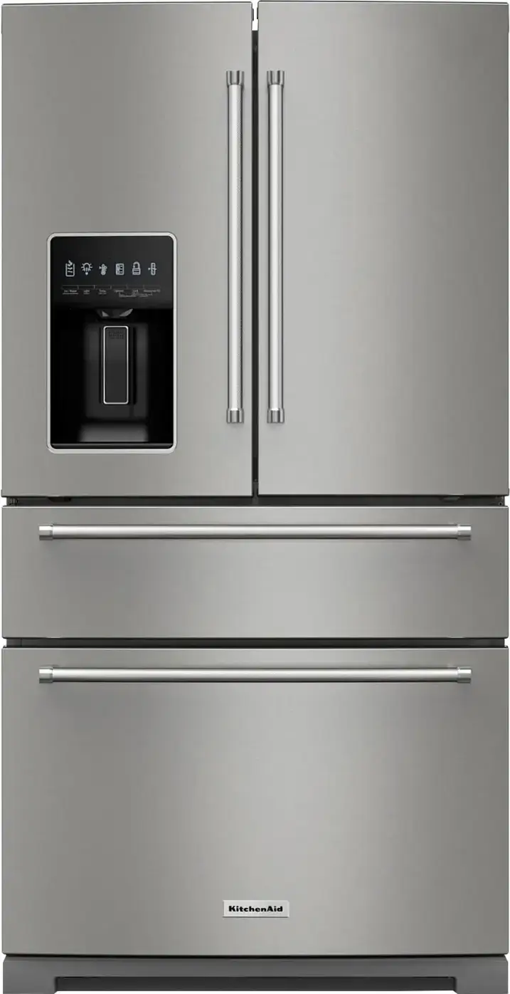 KitchenAid   26 cu  ft  French Door Refrigerator with Ice and Water Dispenser   Stainless steel