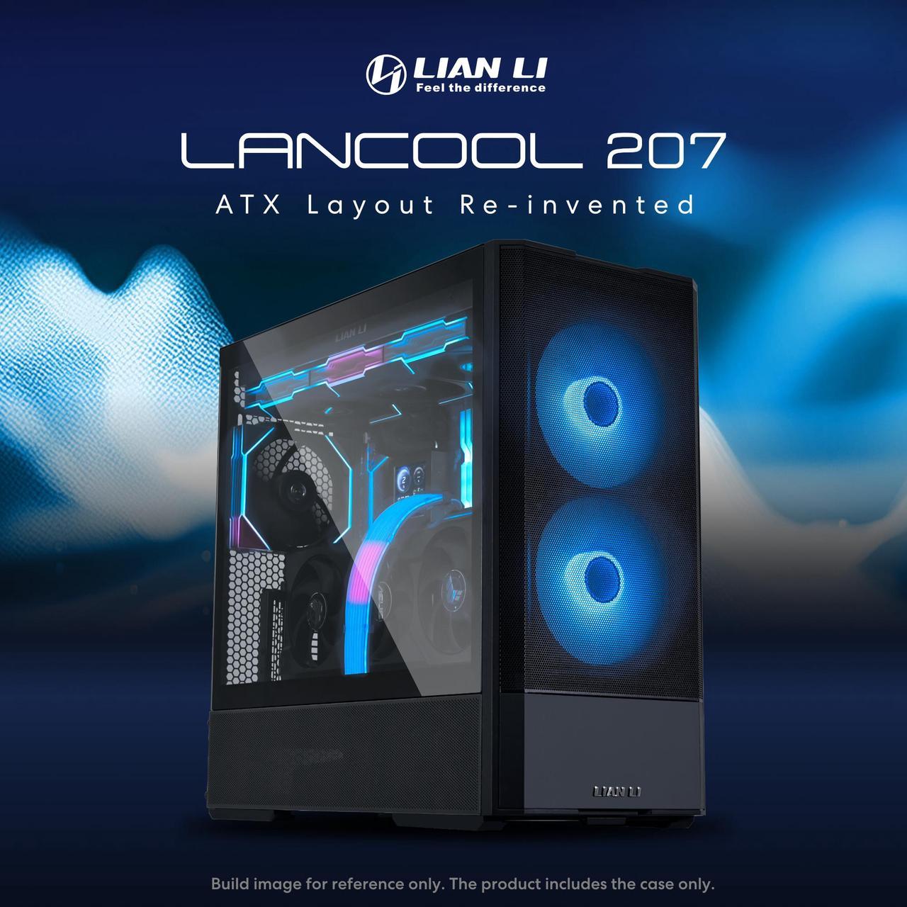 LIAN LI LANCOOL 207 Compact ATX RGB Gaming Computer Case  Tower Chassis w/ 2x140mm  ARGB 2x120mm PWM Fans Pre Installed  reinventing ATX Layout / Tempered Glass Side Panel  Black      LANCOOL 207RX