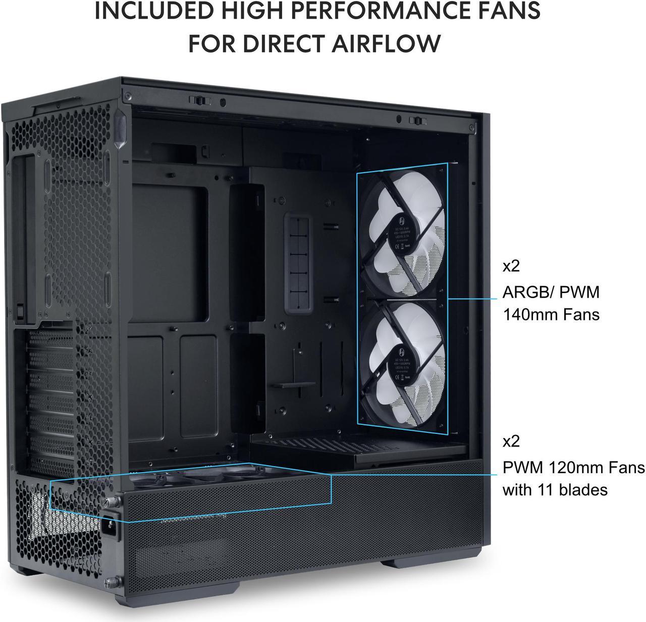 LIAN LI LANCOOL 207 Compact ATX RGB Gaming Computer Case  Tower Chassis w/ 2x140mm  ARGB 2x120mm PWM Fans Pre Installed  reinventing ATX Layout / Tempered Glass Side Panel  Black      LANCOOL 207RX