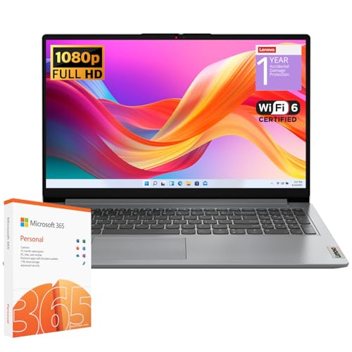 Lenovo IdeaPad 1 Student Laptop  Intel Dual Core Processor  20GB RAM  1TB SSD   128GB eMMC  15 6 FHD Display  1 Year Office 365  Windows 11 Home  Wi Fi 6  Webcam  Bluetooth  SD Card Reader  Grey