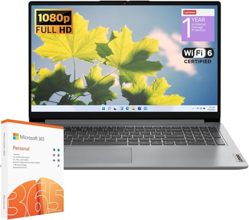 Lenovo IdeaPad 1 Student Laptop  Intel Dual Core Processor  20GB RAM  1TB SSD   128GB eMMC  15 6 FHD Display  1 Year Office 365  Windows 11 Home  Wi Fi 6  Webcam  Bluetooth  SD Card Reader  Grey