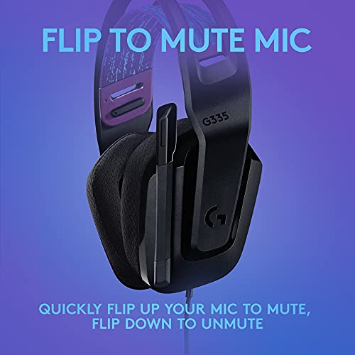 Logitech G335 Wired Gaming Headset  with Flip to Mute Microphone  3 5mm Audio Jack  Memory Foam Earpads  Lightweight  Compatible with PC  PlayStation  Xbox  Nintendo Switch   Black