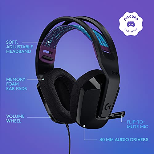 Logitech G335 Wired Gaming Headset  with Flip to Mute Microphone  3 5mm Audio Jack  Memory Foam Earpads  Lightweight  Compatible with PC  PlayStation  Xbox  Nintendo Switch   Black