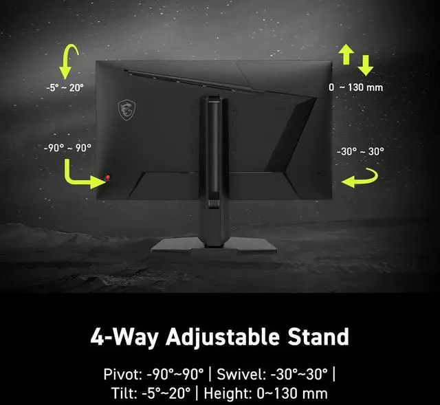 MSI MAG 275UPD E14 27 inch 3840 x 2160  UHD  Gaming Monitor  288Hz  Adaptive Sync  Dual Mode  Rapid IPS  VESA DisplayHDR400  HDMI  DisplayPort  VESA Mountable  Tilt  Height Adjustable  1ms  Black