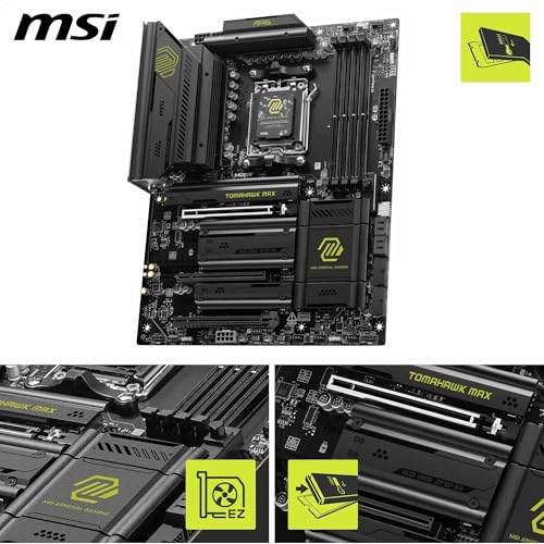 MSI MAG B850 Tomahawk MAX WiFi Motherboard  ATX   Supports AMD Ryzen 9000/8000 / 7000 Processors  AM5 80A SPS VRM  DDR5 Memory Boost 8400  MT/s  OC   PCIe 5 0 x16  M 2 Gen5  Wi Fi 7  5G LAN