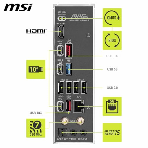 MSI MAG B850 Tomahawk MAX WiFi Motherboard  ATX   Supports AMD Ryzen 9000/8000 / 7000 Processors  AM5 80A SPS VRM  DDR5 Memory Boost 8400  MT/s  OC   PCIe 5 0 x16  M 2 Gen5  Wi Fi 7  5G LAN
