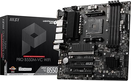 MSI PRO B550M-VC WiFi ProSeries Placa base (AMD Ryzen 5000 Series, AM4, DDR4, PCIe 4.0, SATA 6Gb/s, M.2, USB 3.2 Gen 2, HDMI/DP, Wi-Fi 6E, Bluetooth 5.2, mATX)