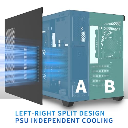 MUSETEX ATX PC Case  3 x 120mm Fans Pre Installed  360MM RAD Support  270  Full View Tempered Glass Gaming PC Case with Type C  Mid Tower ATX Computer Case  Black  Y6