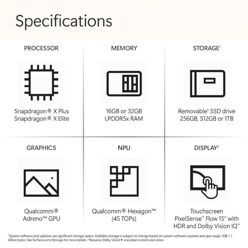Microsoft Surface Laptop  2024   Windows 11 Copilot  PC  15 Touchscreen Display  Snapdragon X Elite  12 core   16GB RAM  1TB SSD Storage  Black