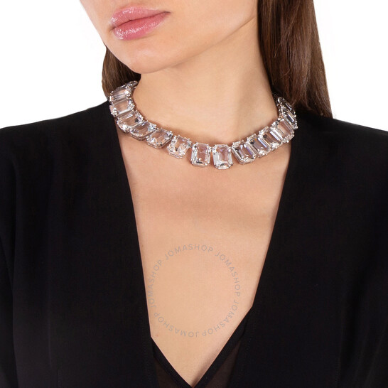 Millenia Necklace  Octagon Cut Crystals  White  Rhodium Plated